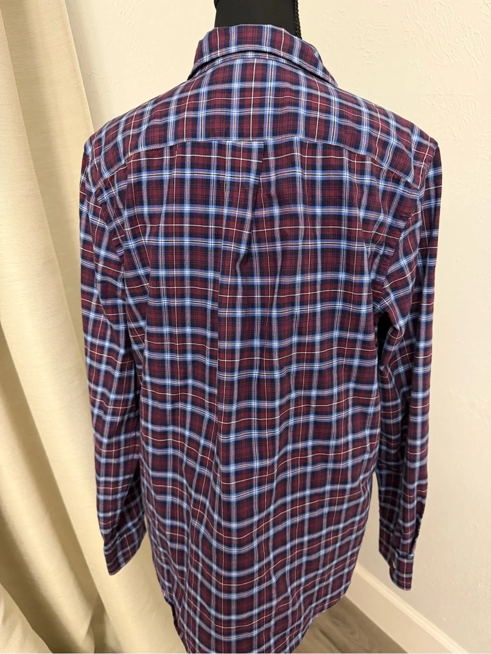 Ralph Lauren Boys XL Burgundy and Blue Plaid Button-Down Shirt